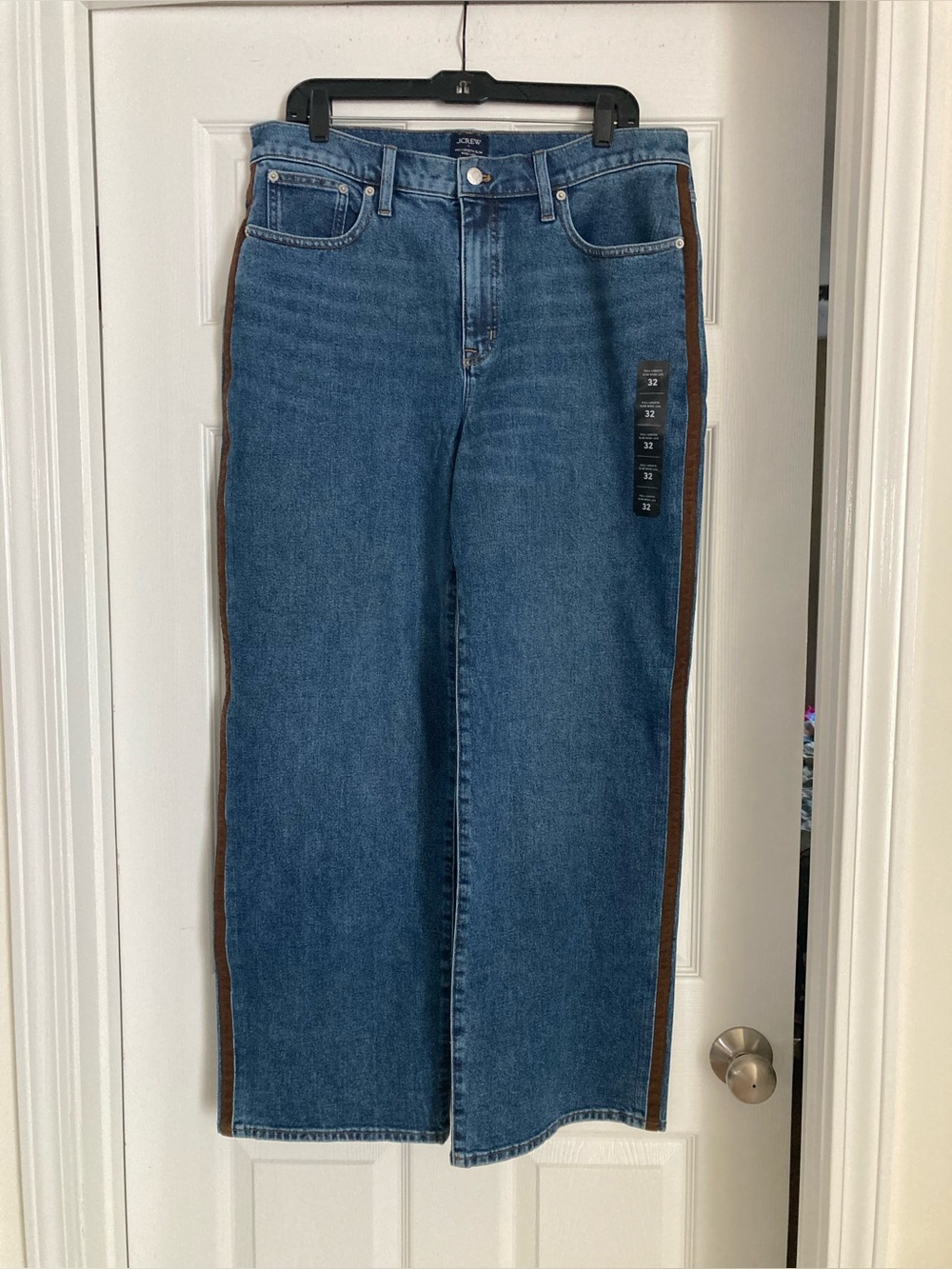 JCrew Factory slim wide leg jean with sueded trim